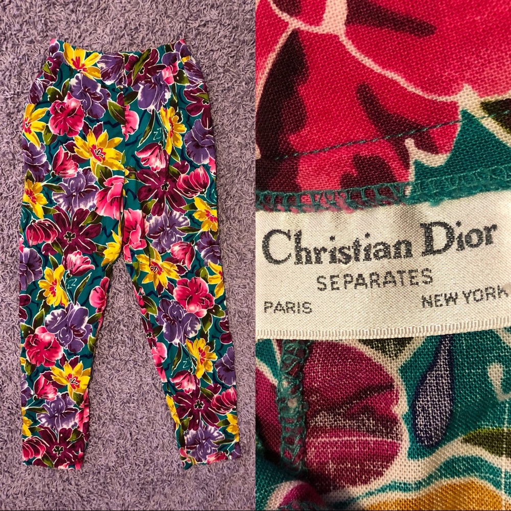 Vtg 80s Dior Floral Print Trousers